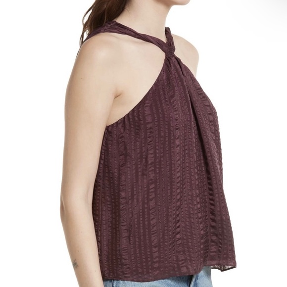 NEW FRAME PURPLE TEXTURED SILK HALTER TOP - Picture 5 of 9